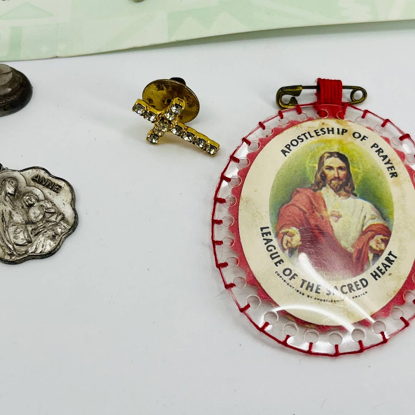 Vintage Collection of Catholic Relics Dating to 1980s Crucifix Rosary & More TD1