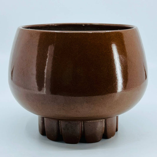 VTG 1960s MCM FRANKOMA Clay Pottery Brown 235 Footed Pedestal Planter 5” TC1