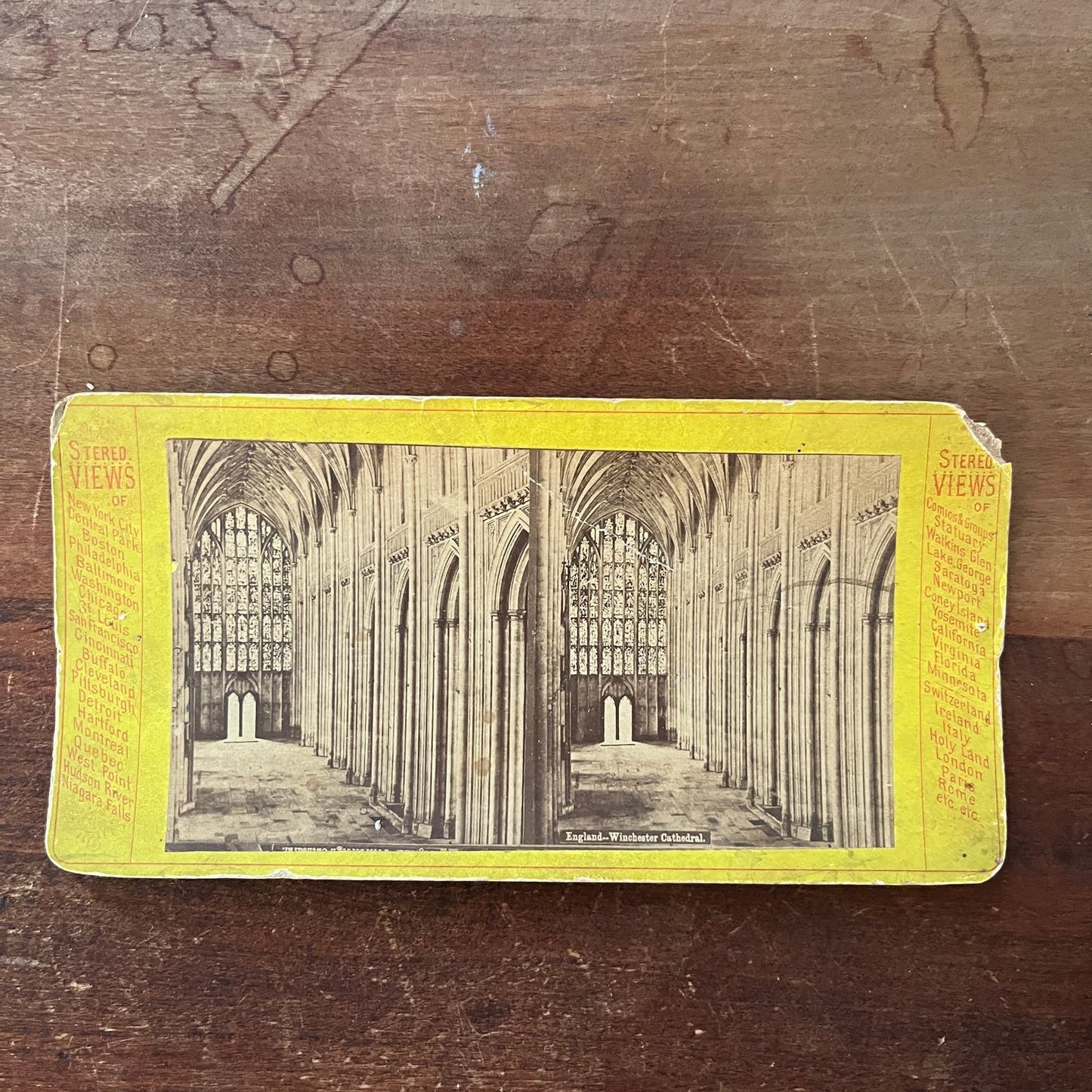 Winchester Cathedral, England c1880 Antique Stereoview Card TJ9-V4