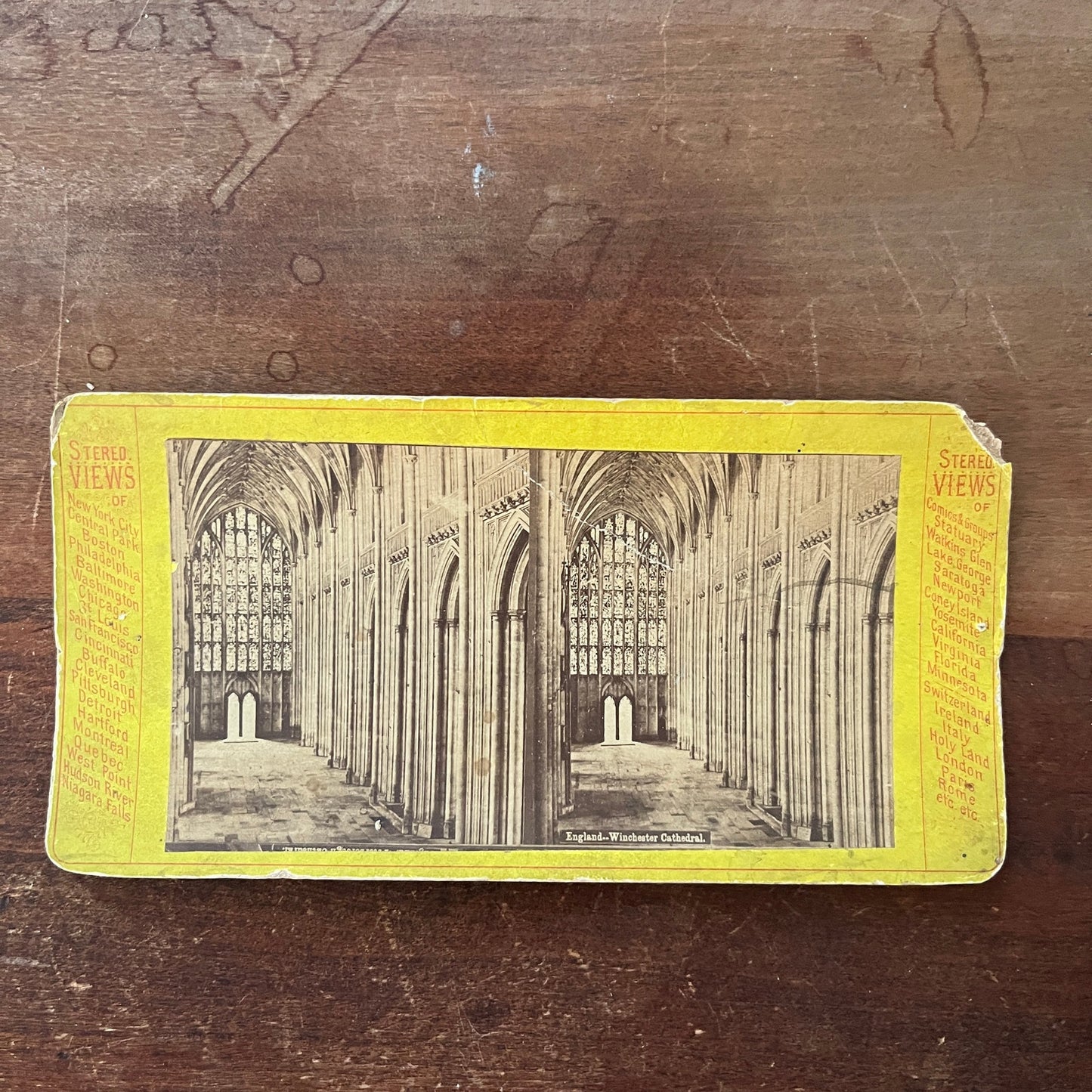 Winchester Cathedral, England c1880 Antique Stereoview Card H2-3
