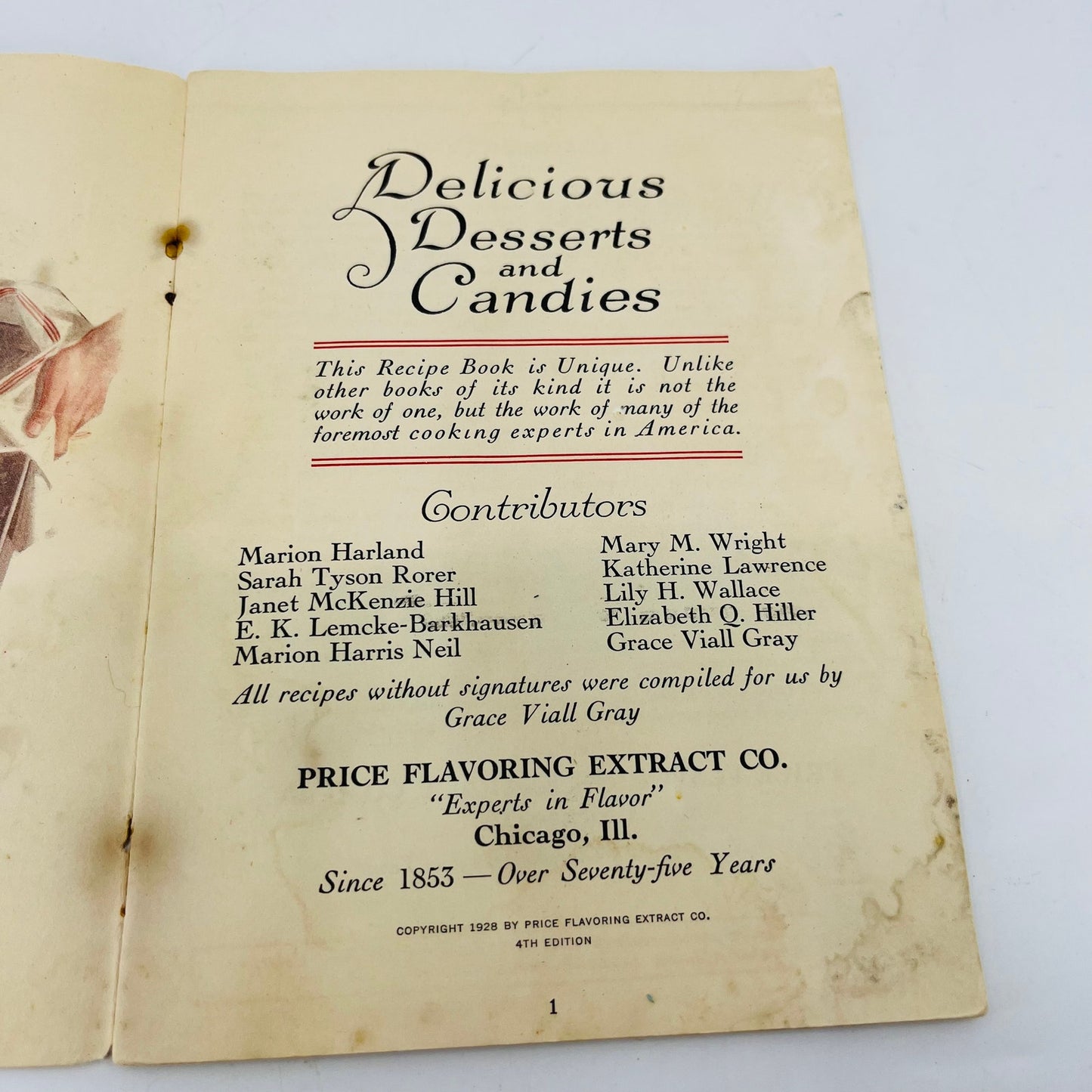 1928 Dr.Price’s Delicious Desserts & Candies Cookbook Chicago IL H4-5