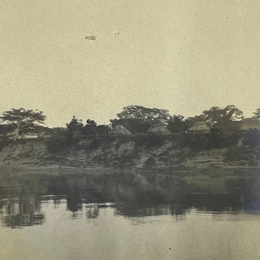 1903 Original Sepia Photograph Scene on the River Grijalva Tabasco Mexico AC7