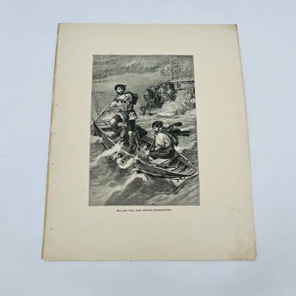 1880s Victorian Art Print Engraving Schiller WILLIAM TELL AND CONRAD BAUMGARTEN