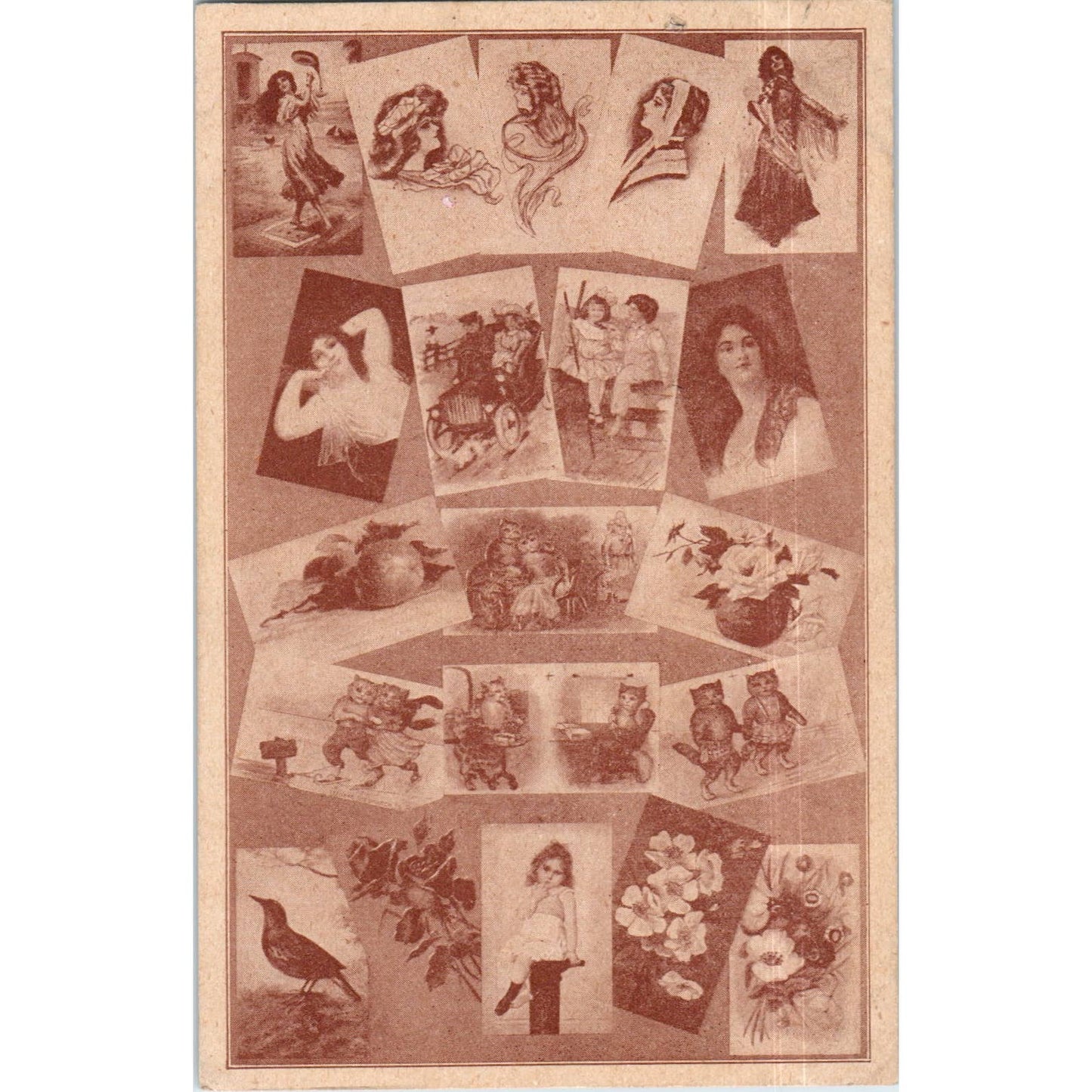 Postcard Collage (Visual art) Bellefontaine OH 1909 Original Postcard TK1-P12