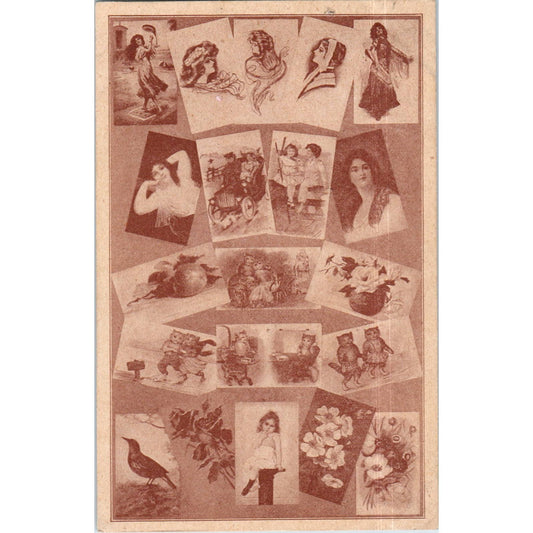 Postcard Collage (Visual art) Bellefontaine OH 1909 Original Postcard TK1-P12