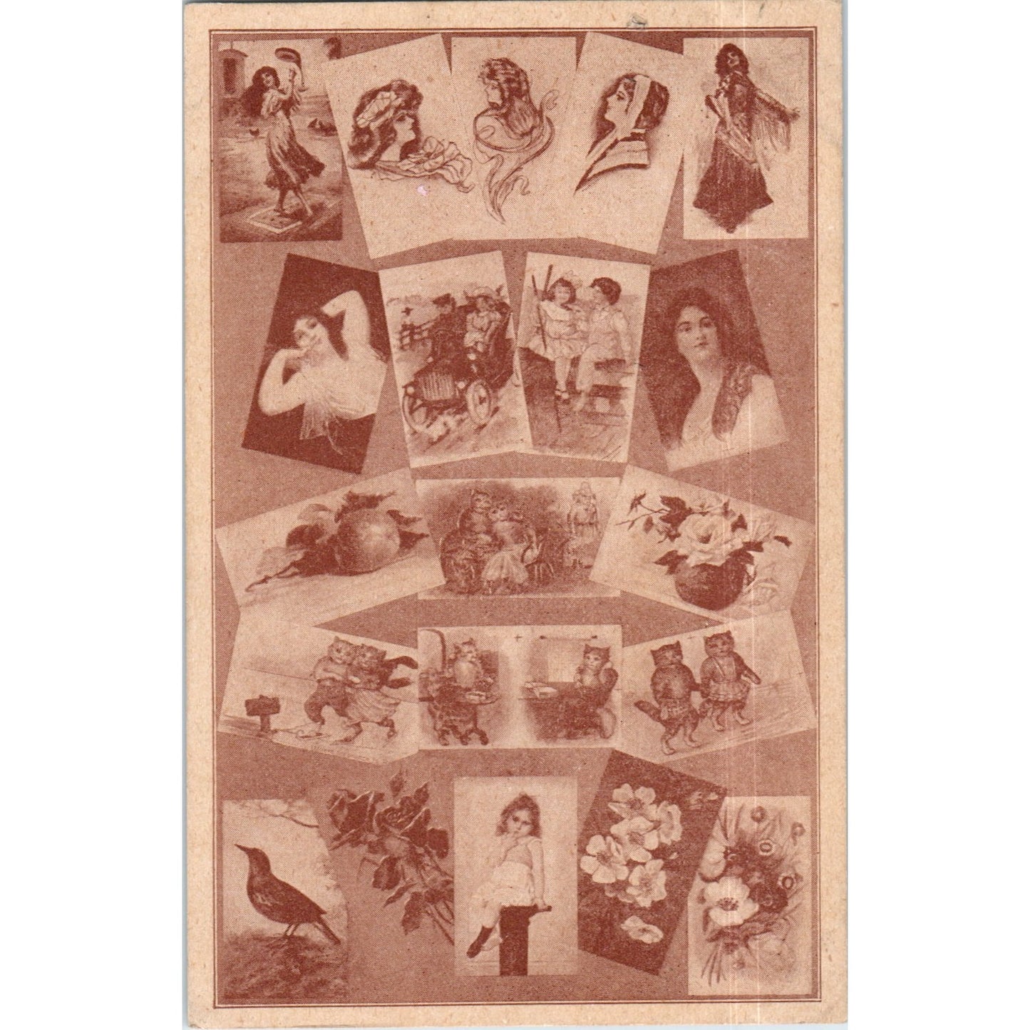 Postcard Collage (Visual art) Bellefontaine OH 1909 Original Postcard P2-7