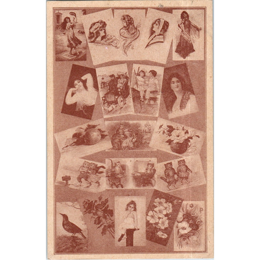 Postcard Collage (Visual art) Bellefontaine OH 1909 Original Postcard P2-7
