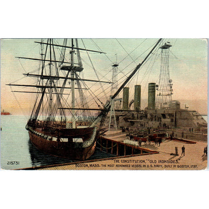 USS Constitution Old Ironsides Boston MA - Original Postcard TJ7-RP3