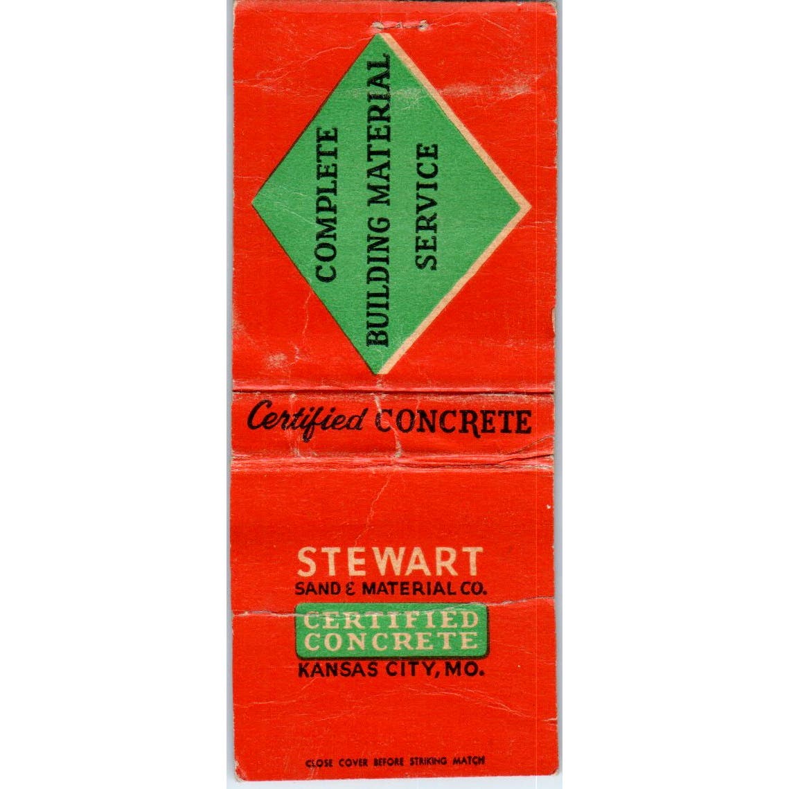 Stewart Sand & Material Co. Kansas City MO Advertising Matchbook Cover SA9-M5