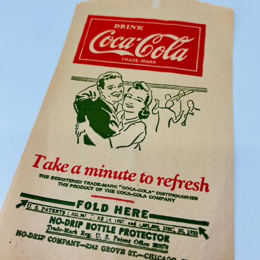 1927 Coca-Cola No-Drip Protector Bottle Bag Dancing Coupke Grove St. Chicago C4