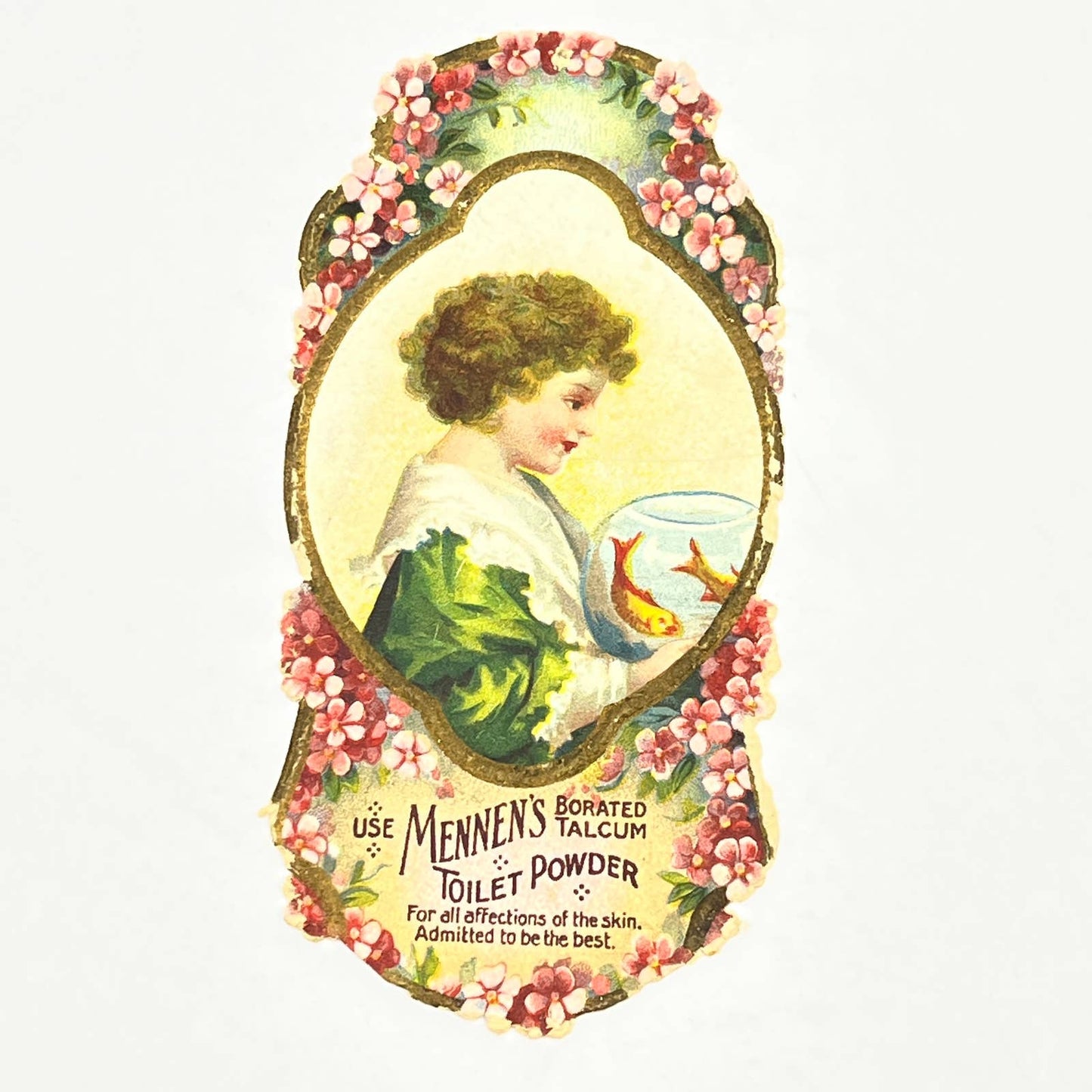 1880s Victorian Trade Card Mennen Borated Talcum Powder Goldfish Bookmark AB6