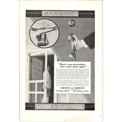 c1920 Harper's Ad - Sargent & Company Locks and Hardware New Haven CT EA3