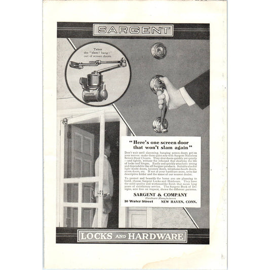 c1920 Harper's Ad - Sargent & Company Locks and Hardware New Haven CT EA3