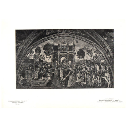 Pintoricchio The Dispute of St. Catherine 6.5x9.5" - 1904 Engraving Plate TJ8-8