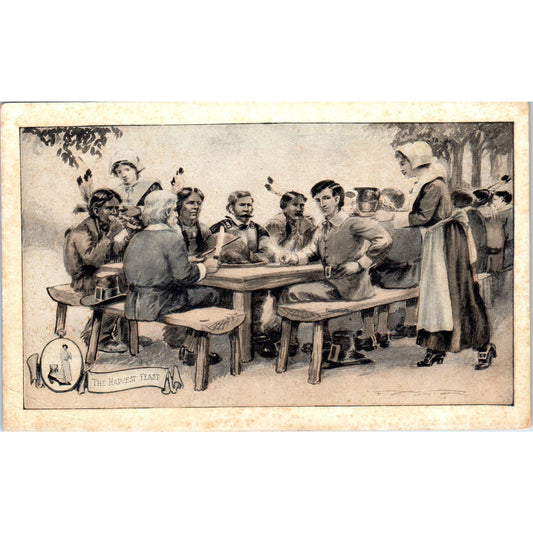 Walk-Over Shoes The Harvest Feast Pilgrims c1910 Advertising Postcard P1-14