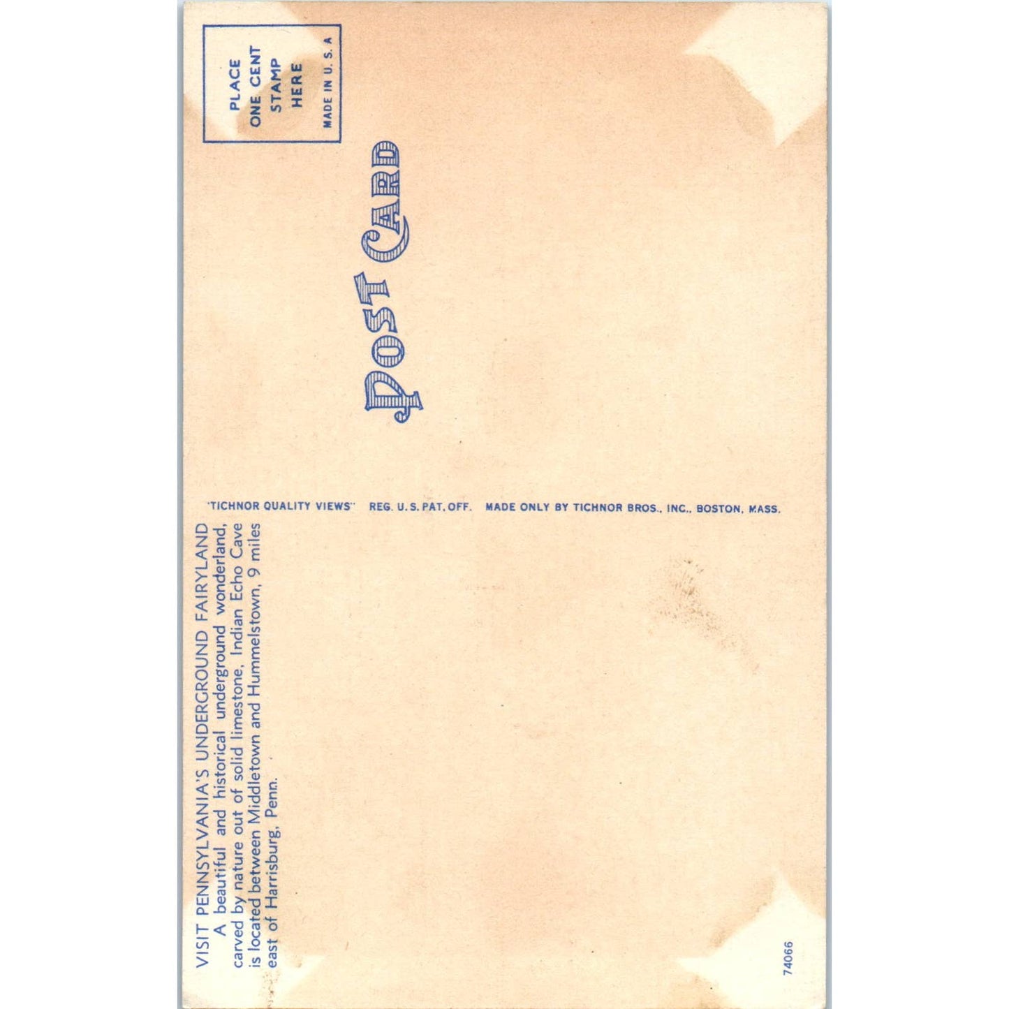 Vintage Postcard The Entrance to the Indian Echo Cavern Hummelstown PA TD9-P1