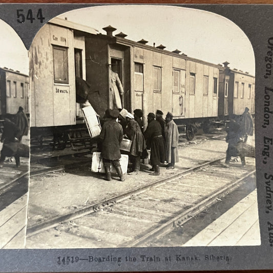 Boarding the Train at Kansk Siberia Antique Stereoview Card H2-4