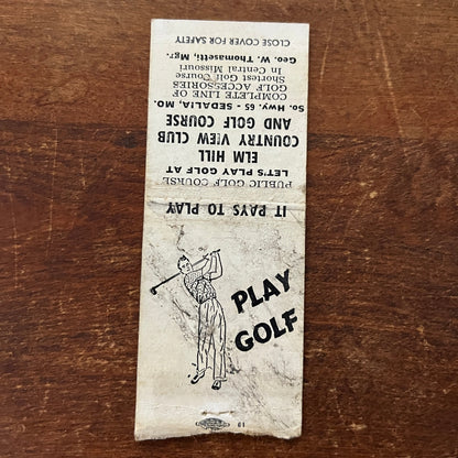 Golf Elm Hill Country View Club Kansas City Advertising Matchbook Cover MM11-6