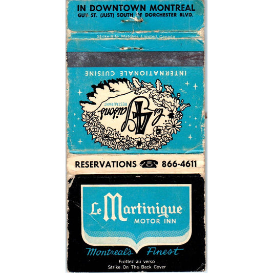 La Martinique Motor Inn Montreal Canada Advertising Matchbook Cover SA1-M11