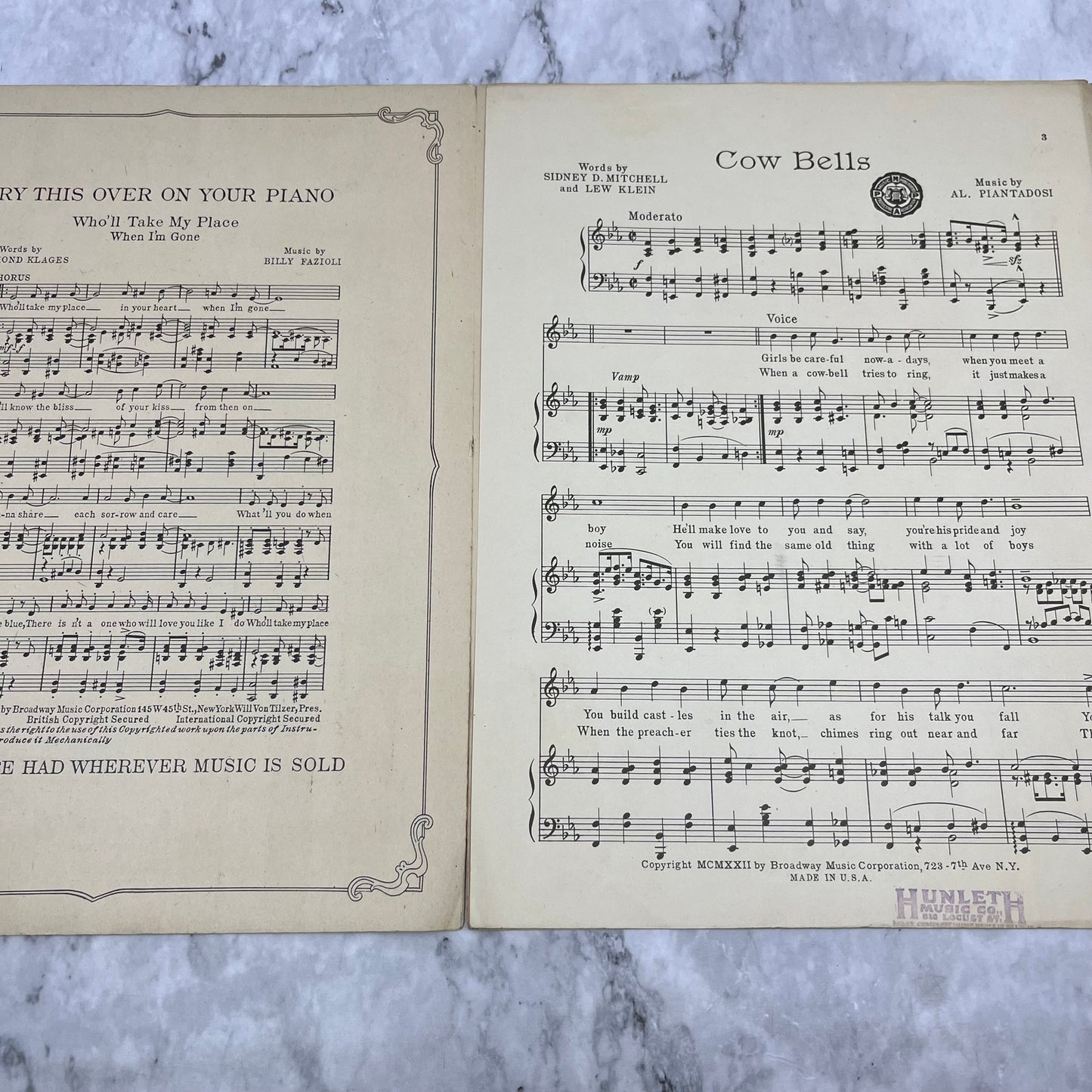 Cowbells 1922 Flapper Girl Sheet Music Sidney DMitchell Lou Klein Al Pianta V38