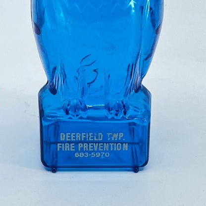 Vintage Wise Owl Deerfield Twp. Fire Prevention Celluloid Promo Coin Bank 4” TE3