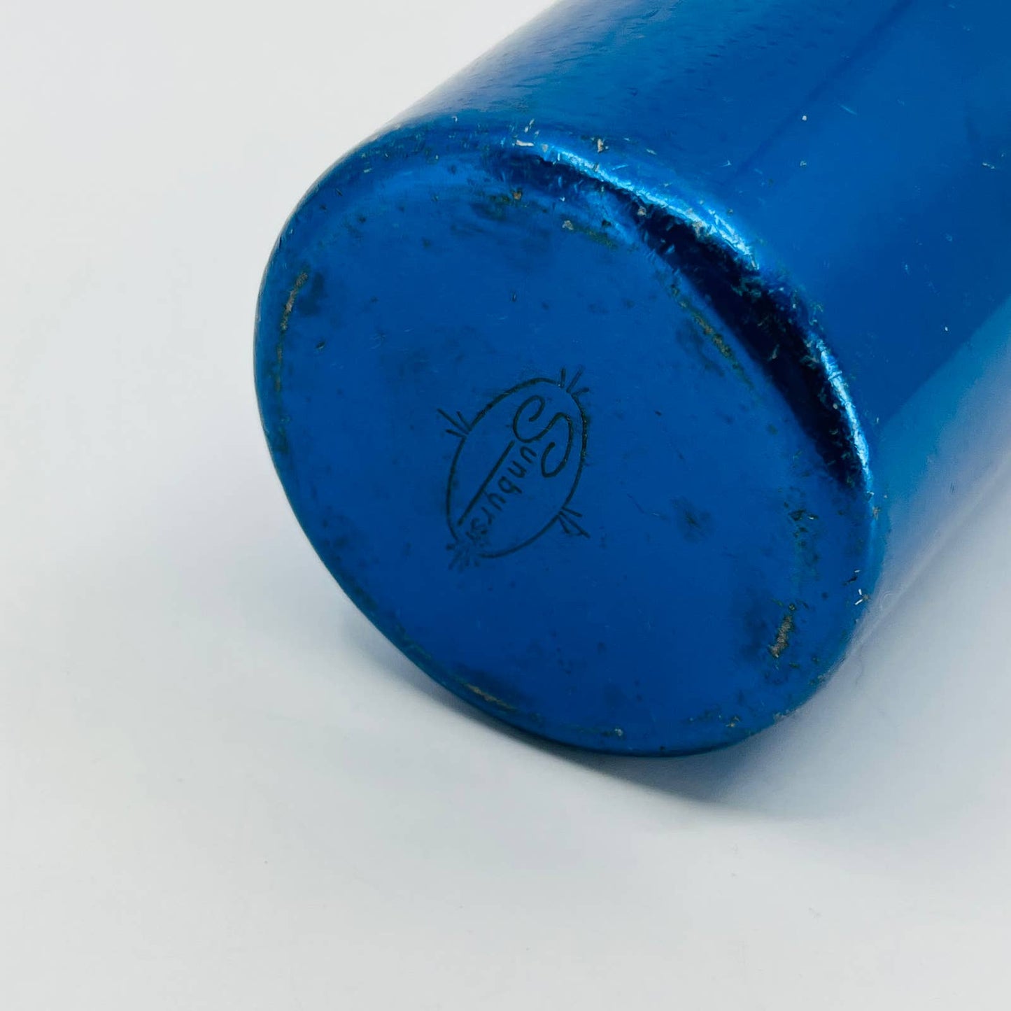 Vintage Sunburst Cobalt Blue Anodized Aluminum Tumbler Glass 5” TC2