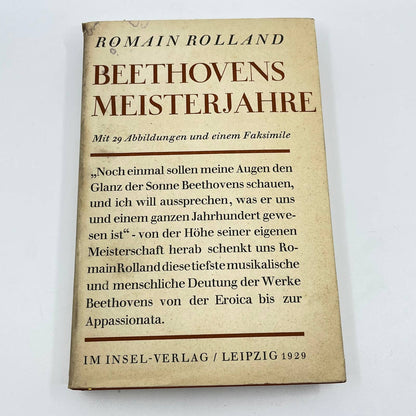 1930 Beethovens Meisterjahre Romain Rolland German Hardcover Dust Jacket Box TE9