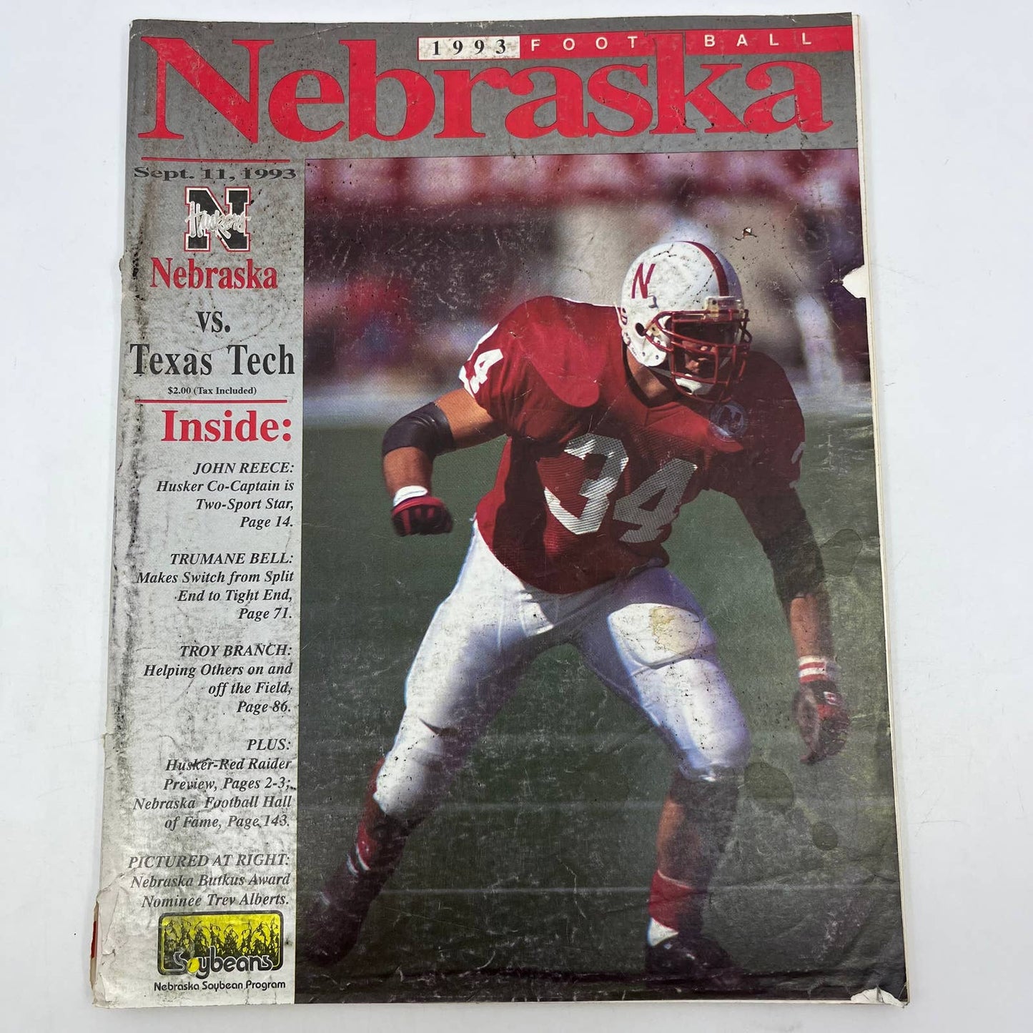 1993 Nebraska Cornhuskers vs. Texas Tech Gameday Football Program TH6