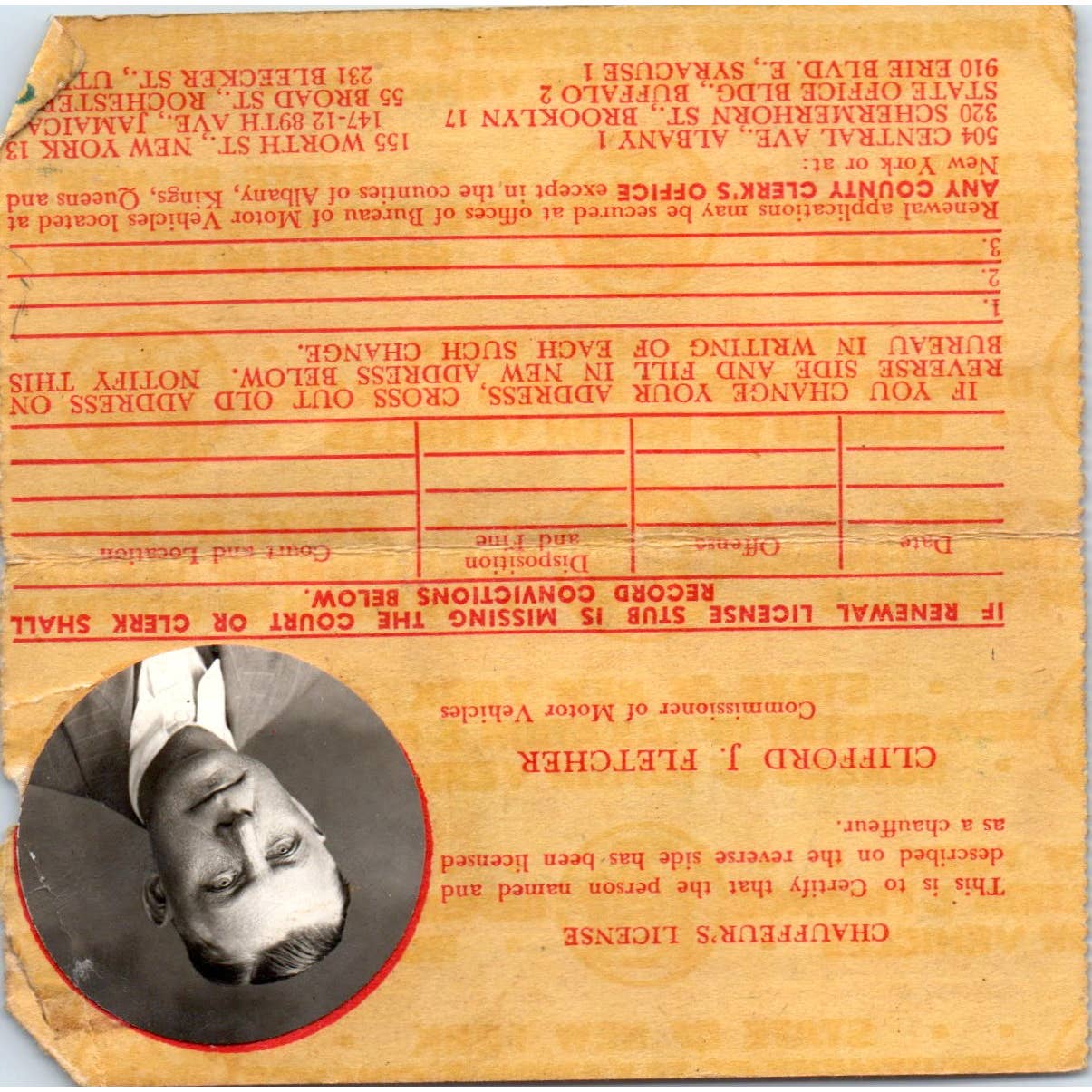 1955 Chauffeur's License Maurice Sheehan New York SE5