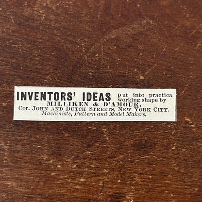 Inventors' Ideas Milliken & D'Amour NYC Original Advertisement AD8-P28
