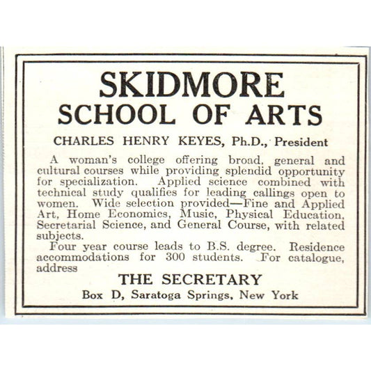 Skidmore School of Arts Charles Henry Keyes Saratoga Springs NY - 1921 Ad TJ7-S7
