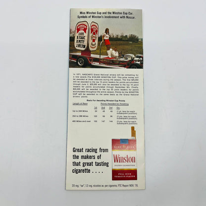 1971 Winston Cup Racing NASCAR Schedule Winston #1 Car Richard Petty EA3