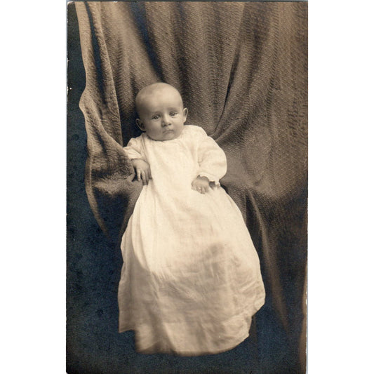 Victorian Infant Baby in Gown RPPC Real Photo Postcard PB1