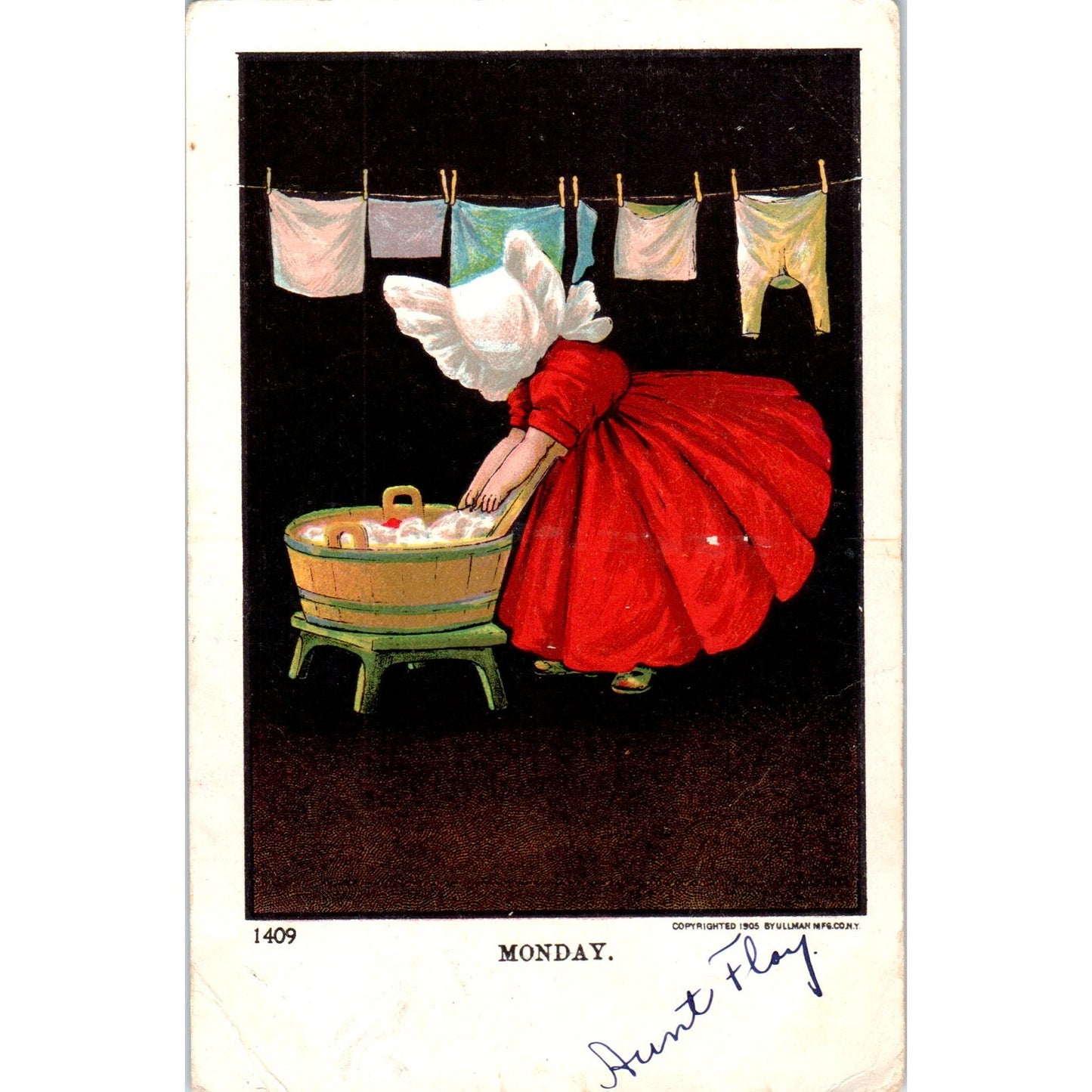 Sunbonnet Girl Days of the Week Ullman Monday 1907 Original Postcard P1-12