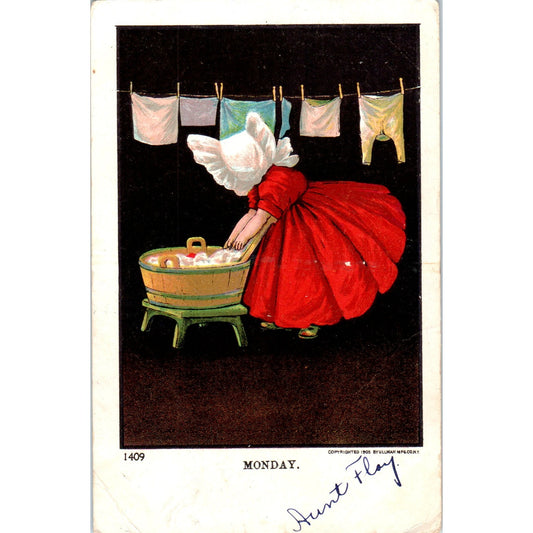 Sunbonnet Girl Days of the Week Ullman Monday 1907 Original Postcard P1-12