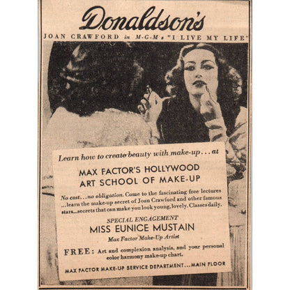 1935 Minneapolis Journal Newspaper Ad Donaldson's Art School of Makeup FL5-5