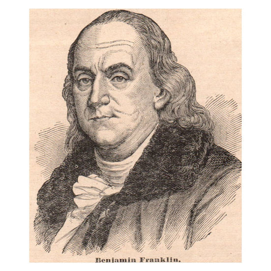 Benjamin Franklin 3.5x3" Original Engraving 1899 TJ8-7