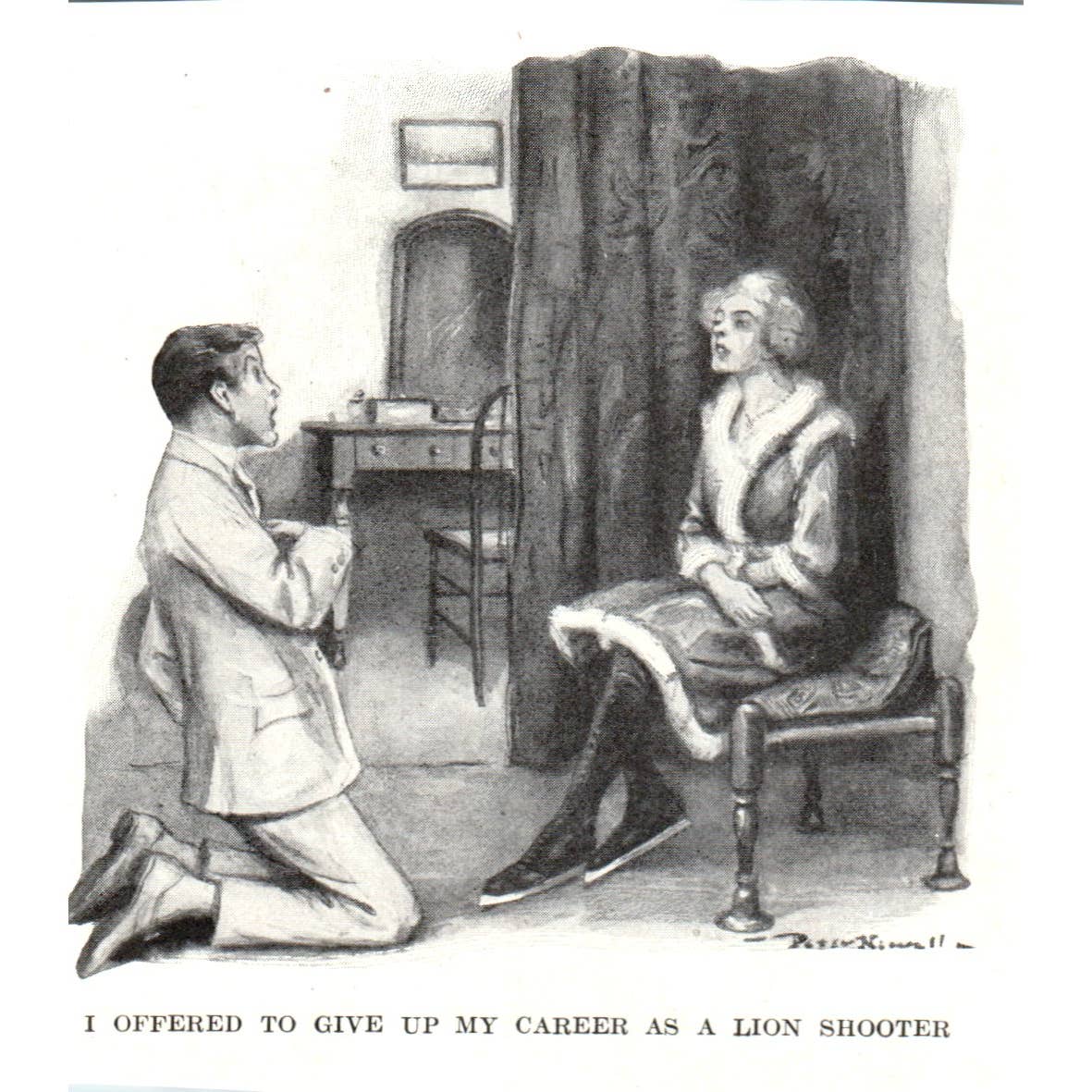 I Offered to Give Up My Career as a Lion Shooter - 1921 Illustration TJ7-S