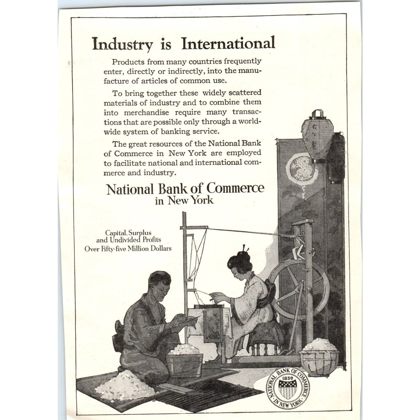 c1920 Harper's Magazine Ad - National Bank of Commerce NY TF6-1