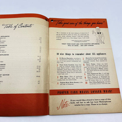 1943 Westinghouse Care & Use of Electric Appliances in the House Wartime Ed TF7