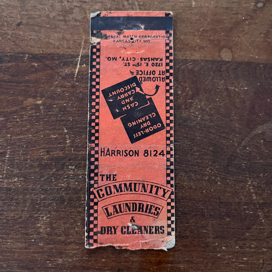 The Community Launderers Kansas City MO Advertising Matchbook Cover SB3-M2