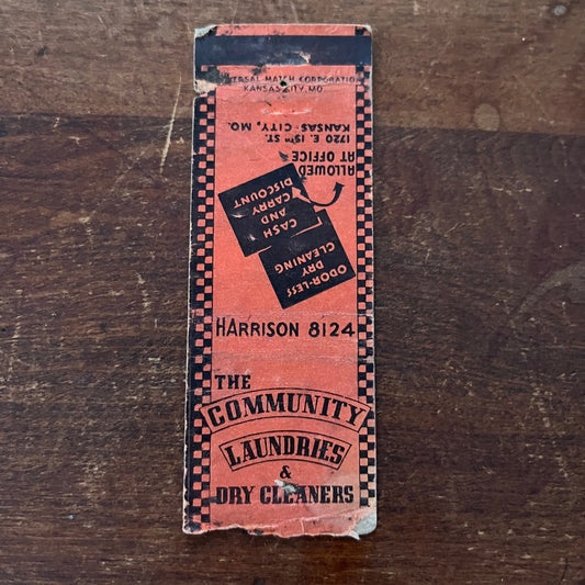 The Community Launderers Kansas City MO Advertising Matchbook Cover MM11-6