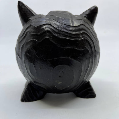 Vintage Cryptomeria Resin Carved Owl Figure Big Googly Wiggly Eyes 4x3” TI5