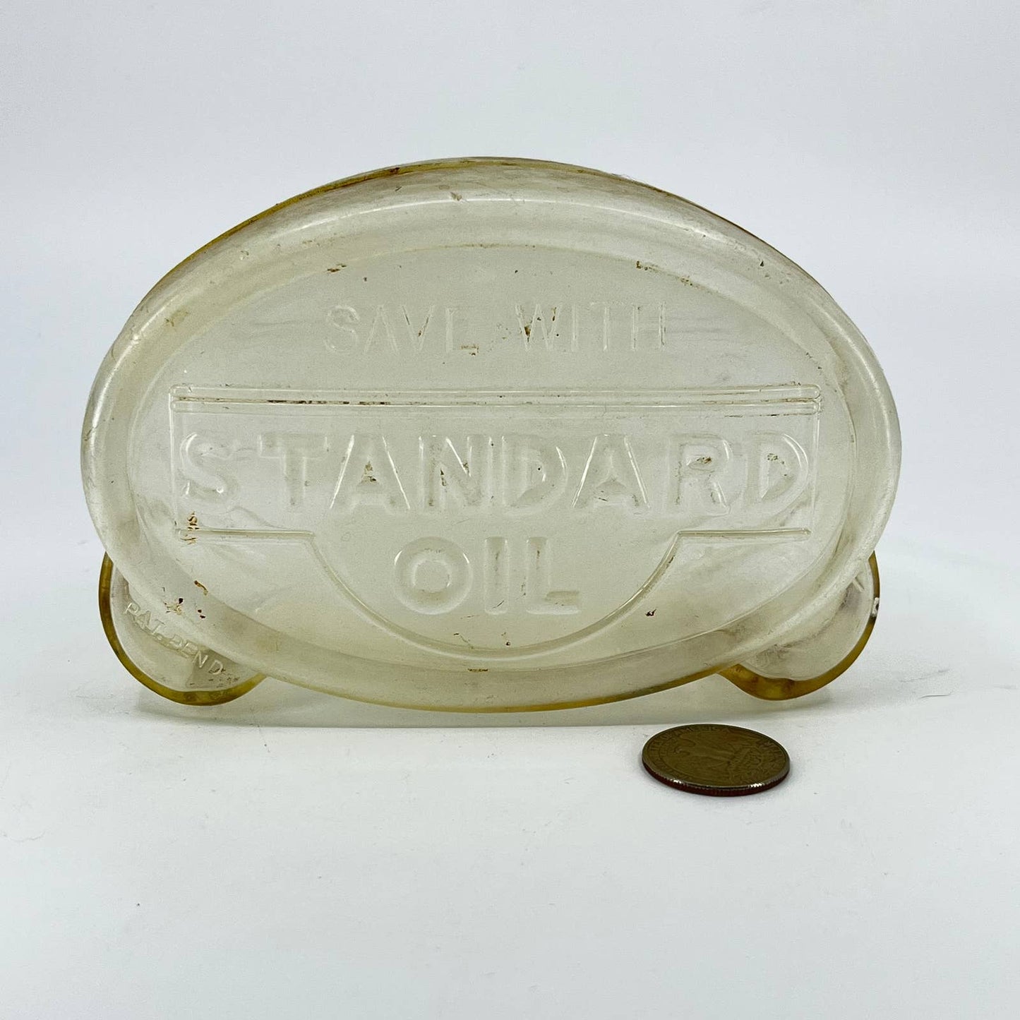 Vintage, STANDARD OIL GAS STATION, Celluloid Promotional Coin Bank TE3