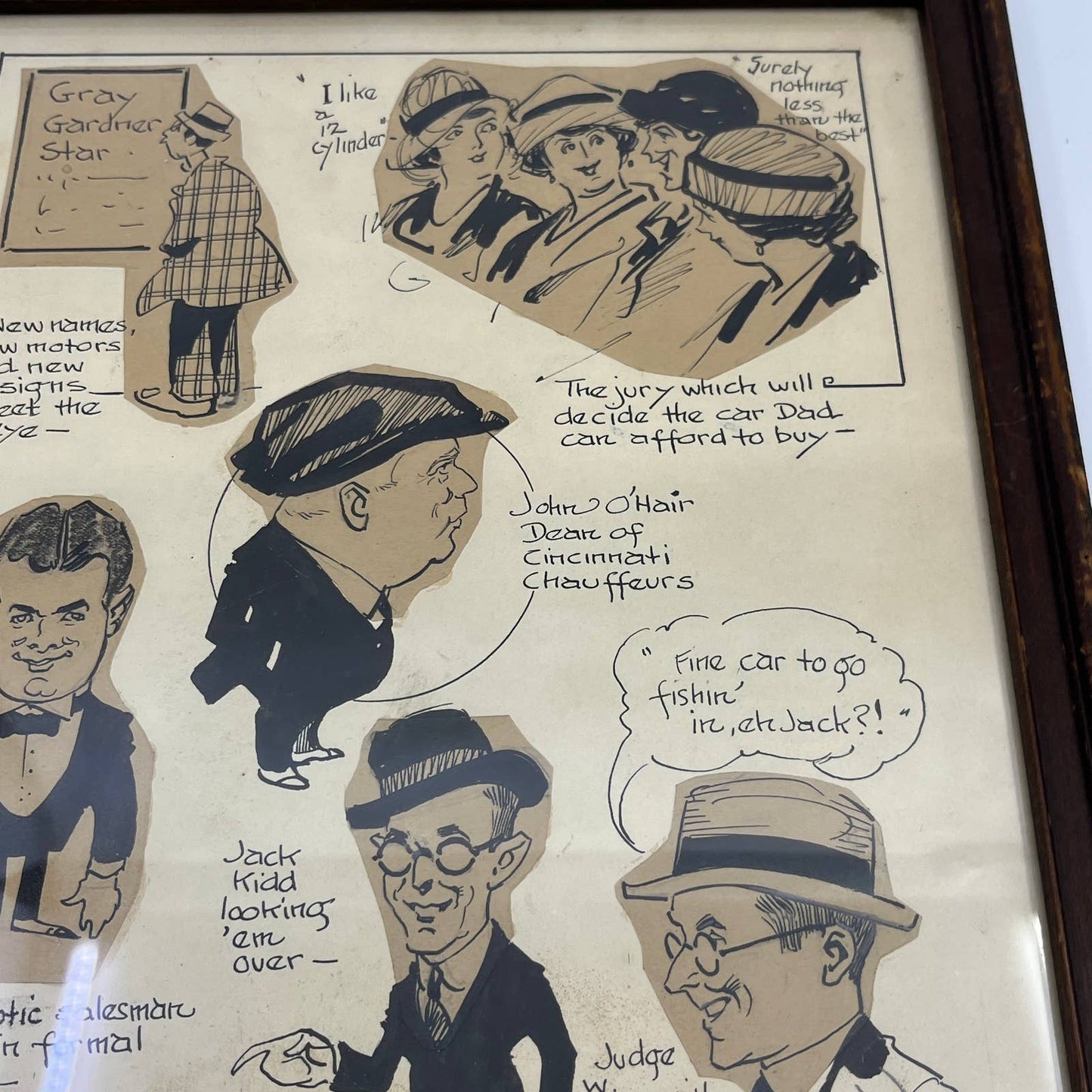 1923 Signed Original Art Cartoon Manuel Rosenberg Cincinnati Post Framed TG3