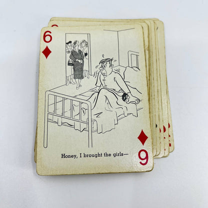 1950s Mid Century "Cheer-Up" Playing Cards Cartoons on Cards Complete Set TE3