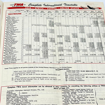 1947 Apr 27 - TWA Trans World Airlines Brochure Pamphlet Timetable TC6