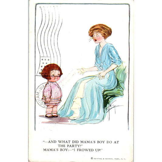 G.G. Wiederseim Little Boy Tells Mom He Threw Up 1912 Original Postcard P1-14