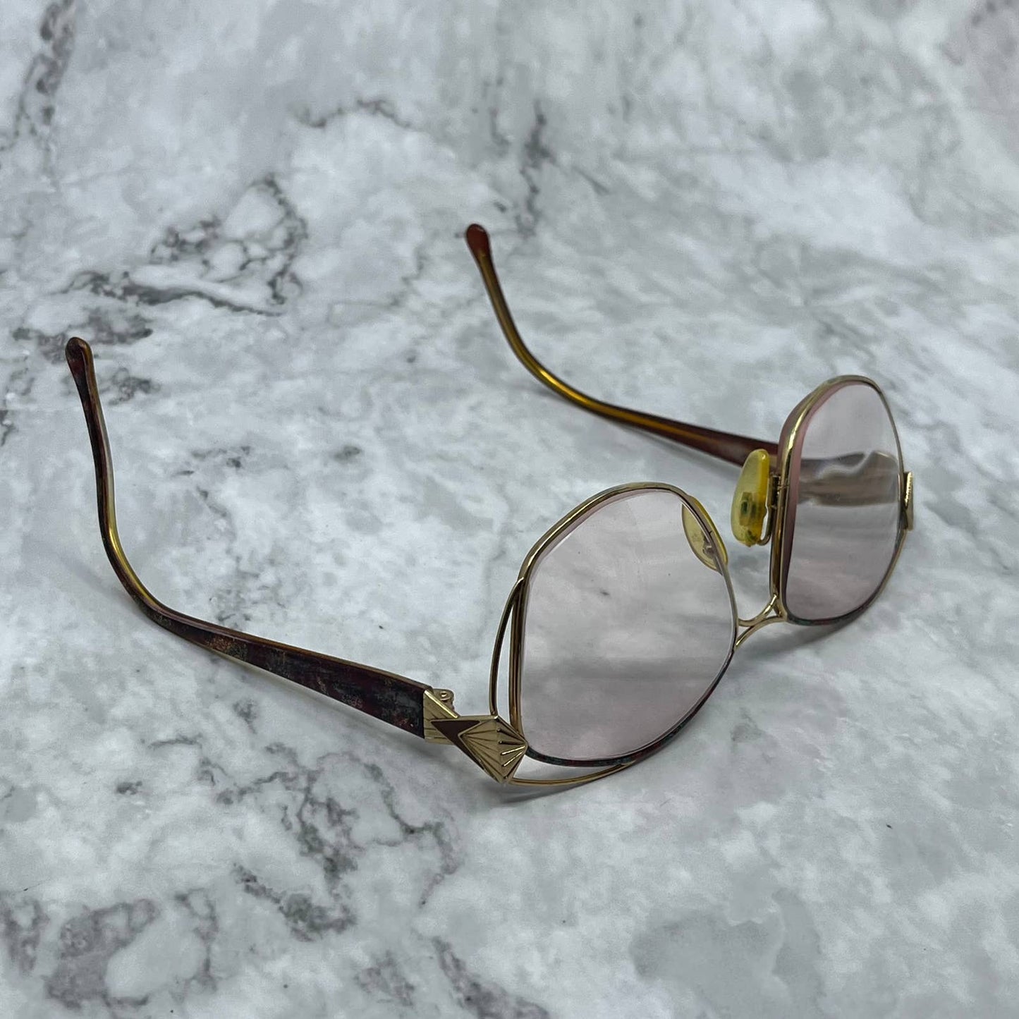 Retro 90s Oversize Gold Tone Eyeglasses Frames w/ Case SE9