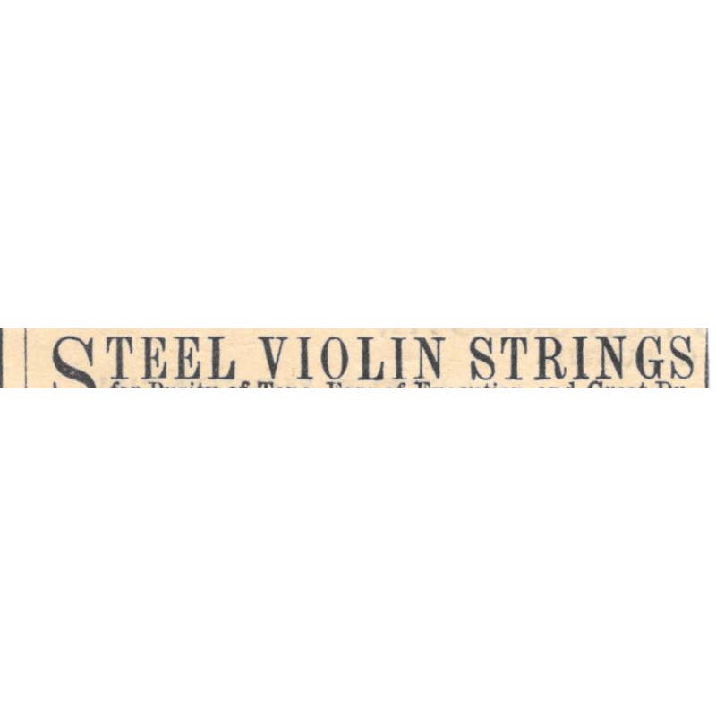 Steel Violin Strings J. Holcomb Mallet Creek Ohio - Ad 1878 Original TJ7-L2-1